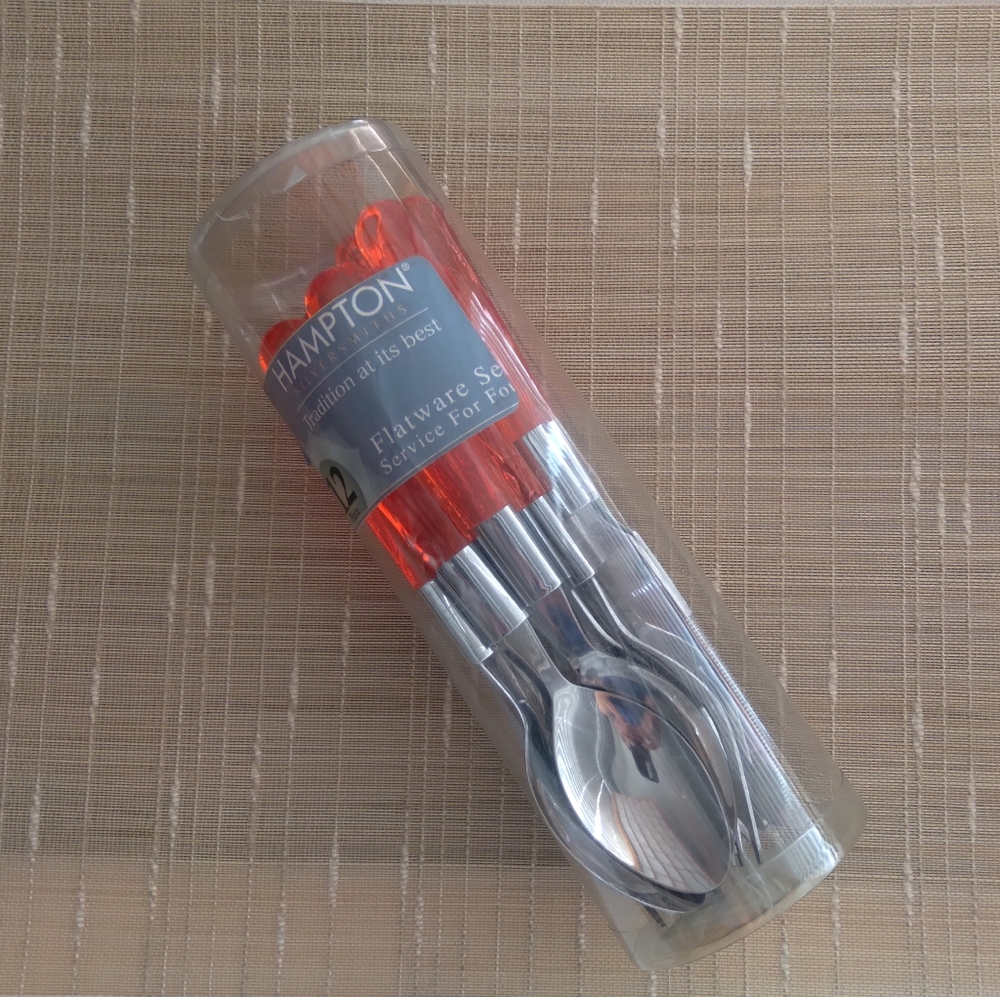 Hampton Silversmiths Flatware Set with Orange Handles - Picture 2 of 4